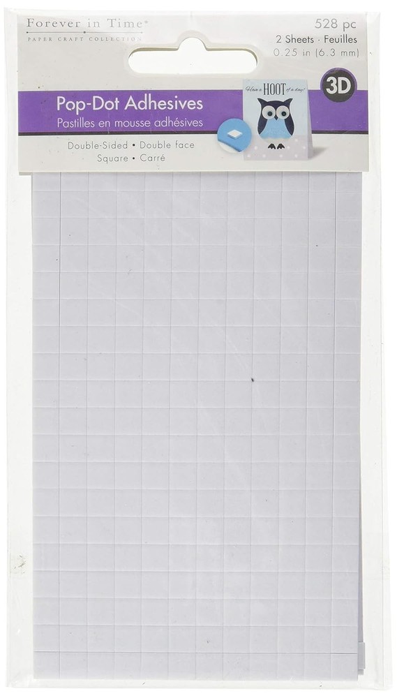 Forever in Time PD108 3D Pop Dots Square Dual-Adhesive Foam 1-Pack, White