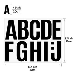 258 Pcs Waterproof 4-Inch Self-Adhesive Vinyl Stickers Black Alphabet & Numbers