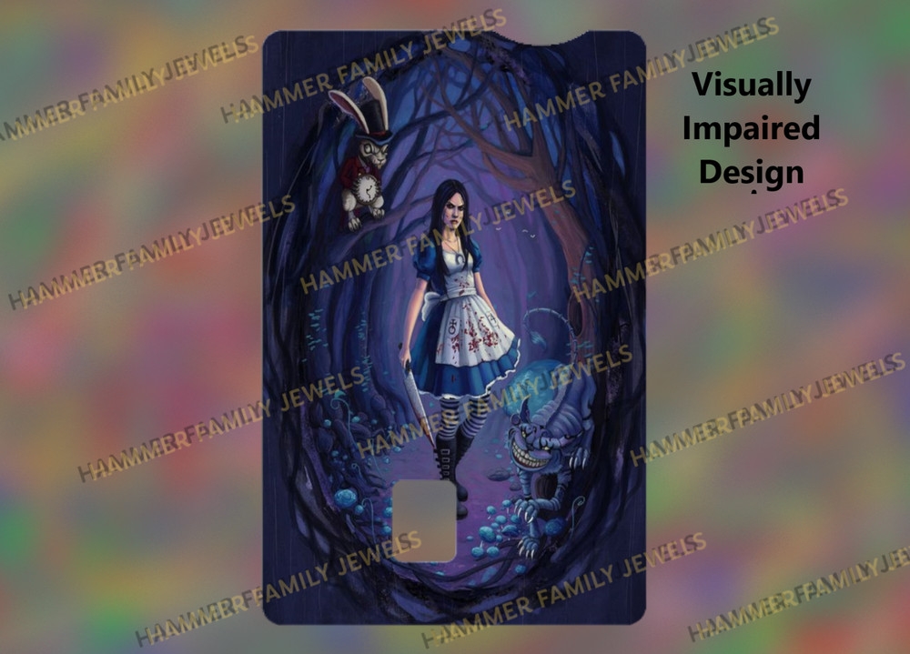 Dark Alice in Wonderland Fan Art Credit Card Decal Visually Impaired Design