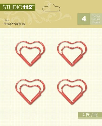 K Company 30-674134 Studio 112 Clips for Scrapbooking Red Heart