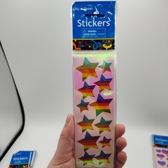 Lot of 55 Individually Wrapped Sheets Assorted Iridescent Colorful Stickers OTC