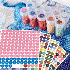 Sticker Label Set, Heart Labels Colored Number Stickers, Art Storage2221