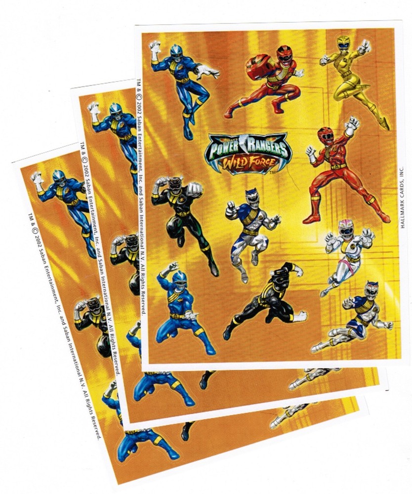 3 Sheets POWER Rangers Wild Force Scrapbook Stickers! 2002
