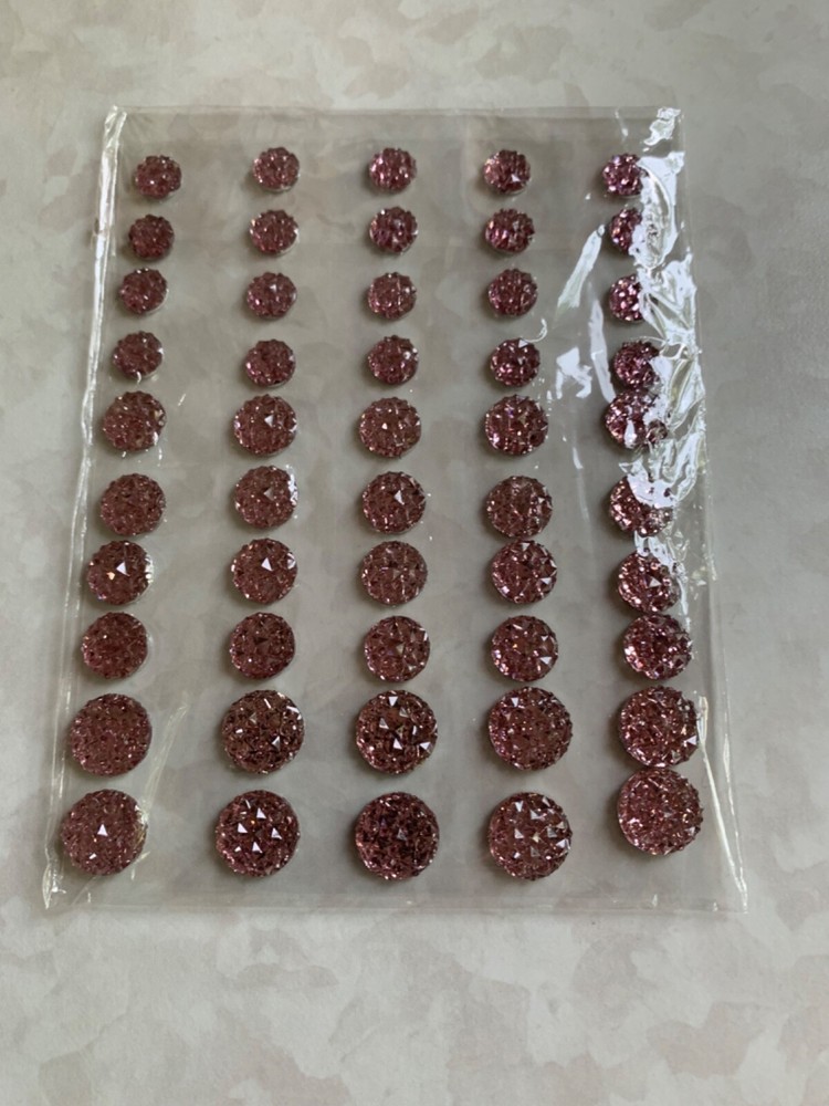 3D ADHESIVE GEMSTONE ROUGH ROUND MAUVE GEMS MULTI-SIZES 200 PCS 50 PCS