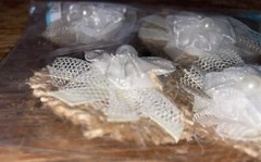 Very RARE Jolees Layered LACE FLOWERS Ribbons Burlap VINTAGE 3D Wedding Stickers