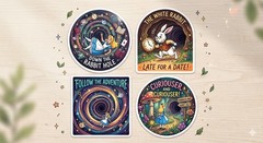 4 Pcs Alice In Wonderland Stickers Journal Scrapbook