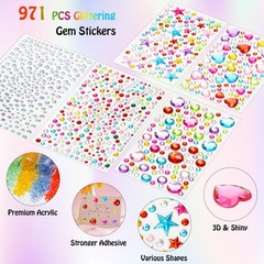 Gem Stickers Rhinestones for Crafts Scrapbook Small to Medium, colorful