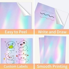 Holographic Sticker Paper 50 Sheets 8.5×11 Printable Vinyl for Inkjet Laser