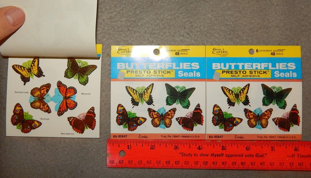 3 Packs Vintage Butterfly Stickers (1″ x 1 1/4″) 6 Butterflies, 154 Total – new