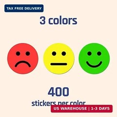 1200 Pieces – Happy Sad Smile Face Mood Emotion Stickers, Red/Yellow/Green | Beh