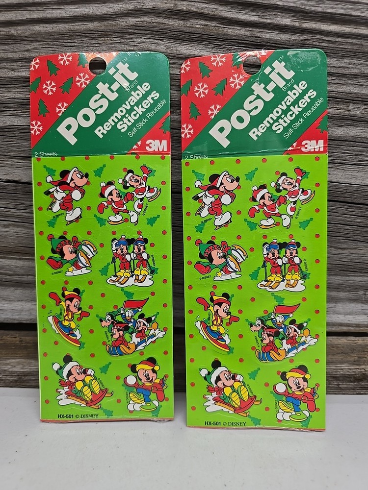 Vintage Disney Mickey Minnie Mouse Ski Skate Xmas Removable Stickers 3M Sealed 2