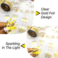 Valentines Stickers, 1.5 Inches, 600 Sheets, 6 Waterproof Transparent Gold Foil