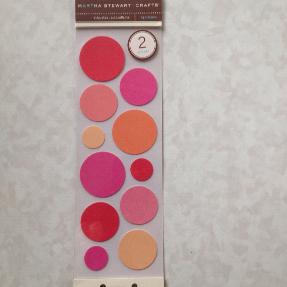 MARTHA STEWART CRAFTS 3D STICKERS 2 SHTS 24P PINK DOTS MULTI-COLOR PINK SHADES