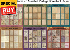180 Sheets of Scrapbook Paper, Vintage Journaling Scrapbooking Supplies Craft Ki