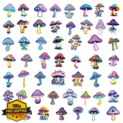 WASHBO 50pc Mushroom Holographic Stickers