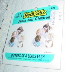 Vintage Stickers Die Cut Seals Jesus & Children Easter Religion Standard USA NOS