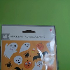 Halloween Stickers GHOSTS & PUMPKINS w/Google Eyes Sealed Pack (1) Sheet AGC