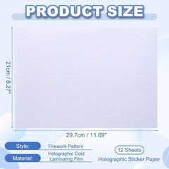 12x8in Holographic Laminate Sheets 12Pcs Sticker Paper Matte Laminate