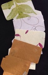 LIBRARY CARD POCKET Die-Cut(4pc) Approx.3″x1-3/4″Handmade Paper •Journaling•Deco