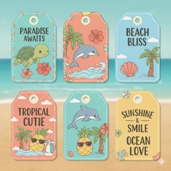 Set Of Ocean Tags Embellishments Junk Journal Scrapbook Choose A Set