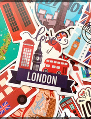 LOT OF 10 pcs ENGLAND UK travel vacation souvenir drawing themed decals london