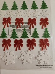 Christmas Trees Snowflakes Bows Dimensional Glitter Foam Stickers 1ea 33pc Pak
