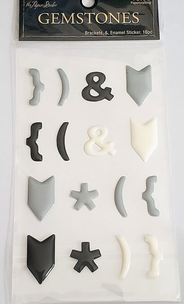 The Paper Studio Gemstones Enamel Stickers – BRACKETS – 16 pcs