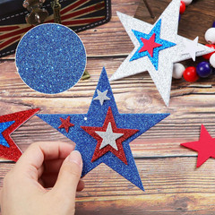 224 Pieces Red White Blue Glitter Star Stickers Christmas Foam Glitter Star Stic