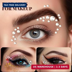 1630Pcs Face Gems Stickers – 3/4/5/6 mm DIY Self-Adhesive Rhinestones & Pearls,