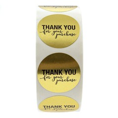 Roll of 500 1″ Thank You for Your Purchase Stickers Gold Round Sealing Labels