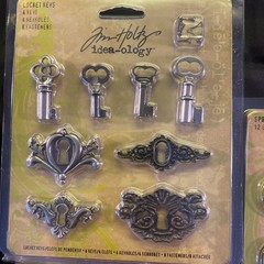 Tim Holtz Idea-ology Embellishments Lot Of Keys, Clocks, Gears Metal