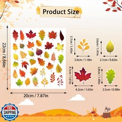Wonmon 700 PCS Fall Leaves Stickers for Kids, Assorted Thanksgiving Maple Lea