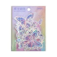 Butterfly Stickers Pack 20 Pcs Laser Glisten Creativity Decorative Collage Hand