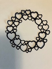 Hearts Circle Frame Heart Round Frame Die Cut Embellishments 6 pcs 3-7/8″