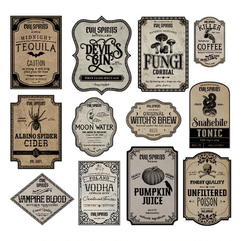 Beverage Bottle Label Waterproof Scary Stickers For Halloween Horror Theme Decor
