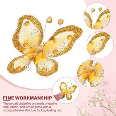 PATIKIL 12Pcs Butterflies for Crafts, 2.2″ Mesh 2.17 x inches, Golden