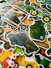 50 Cute Toddler Kid Stickers/Construction Farm Pickup Trucks For Kids Stickers
