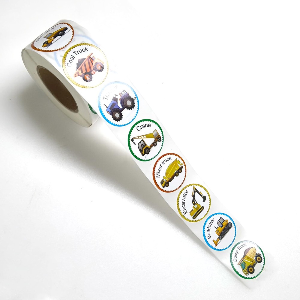 Vehicle Roll Stickers for Kids Boy Teacher 500 Pcs Round Truck Car