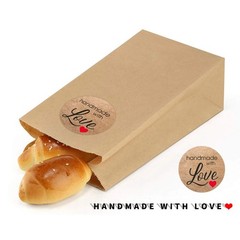 Vintage Kraft Handmade With Love Stickers – 1 Inch Self-Adhesive Gift, Baking