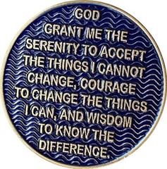 1 Year AA Medallion Reflex Antique Blue Color Bronze Sobriety Recovery Chip Coin