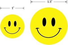 Happy Face Paper Stickers, 1 Inch Yellow, 500 Pieces per Roll, Permanent Adhe…