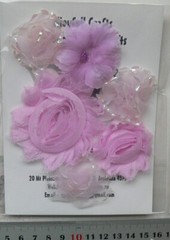 PLUM MAUVE Fabric Flower Mix – 6 Pk Organza 40-60mm NJC G4 EB