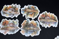 cabin at the lake washi sticker | lakefront cabin Autumn themed die-cut stickers