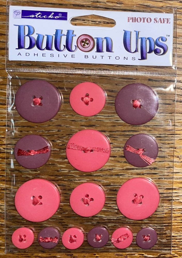 New Sticko Button Up 15 Photo Safe Red Adhesive Buttons Scrapbook Stickers Card