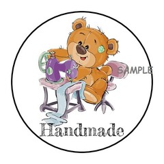 30 HANDMADE TEDDY BEAR ENVELOPE SEALS LABELS STICKERS 1.5″ ROUND HAND MADE GIFTS