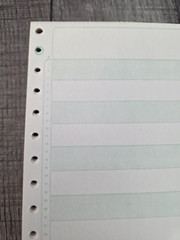 Vintage Green Bar Continuous Computer Paper 14-7/8″ x 11″ – 100 Sheets – 76 Line