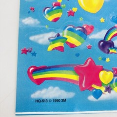 Vintage 1990 3M Rainbow Hearts & Stars Clouds Stickers