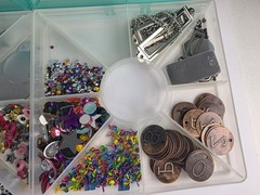 Scrapbooking Assorted Lot of 5 level case Metal Brads , Hearts, Stars Flowers