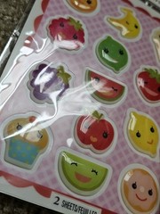 Stickeroni from Hallmark, Puffy Fruit Stickers, Banana Orange Lime Lemon Grape