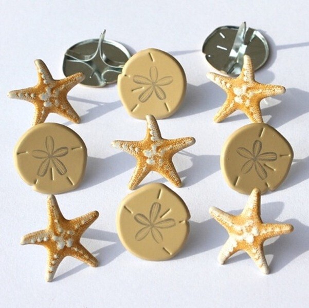 SEA SHORE SCRAPBOOKING DECORATIVE BRADS EYELET OUTLET 8 PCS, 2 DESIGNS